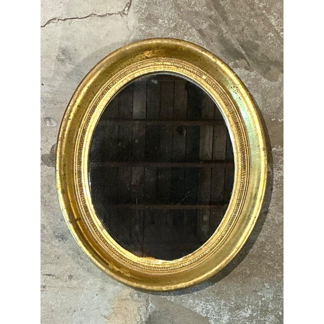 Vintage Gilt Oval Wall Mirror For Sale - Image 12 of 12