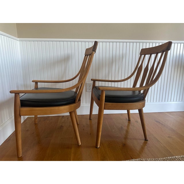 Mid 20th Century Pair of Mid-Century Teak and Black Vinyl Lounge Chairs by Nemschoff For Sale - Image 5 of 12