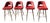 Set of Four Eichholtz Avoiro Red Velvet Bar Stools For Sale