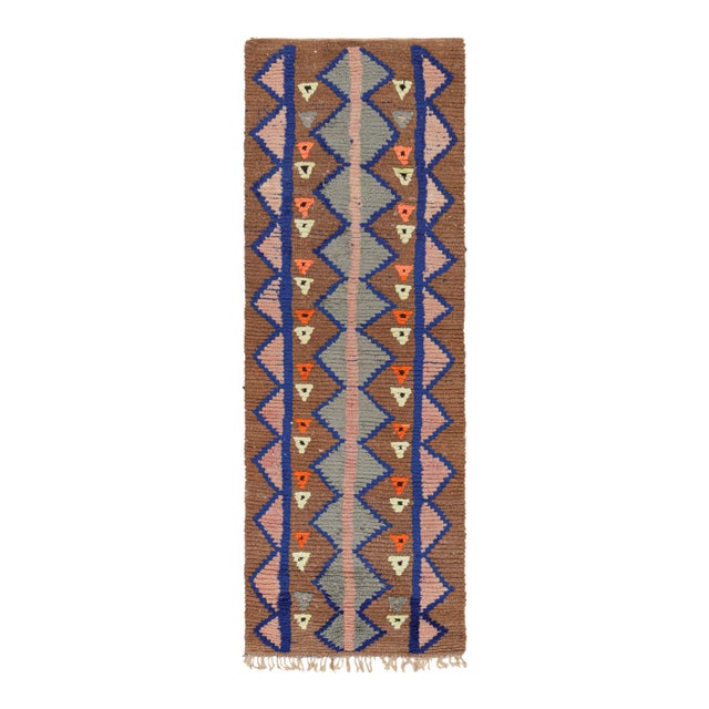 Vintage Moroccan Runner With Polychromatic Geometric Patterns, From Rug & Kilim For Sale