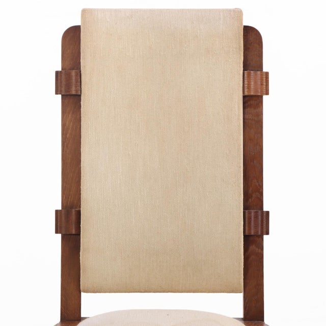 Wood Rare Set of Six French Oak Dining Chairs by Charles Dudouyt, C 1940 For Sale - Image 7 of 11