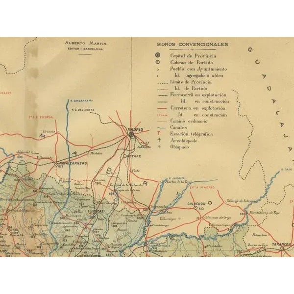 The print is a historical map of the province of Toledo from 1902. It's a detailed, colored map, highlighting...