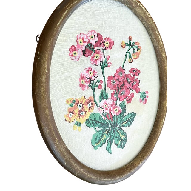 Bunny Williams Home Antique Oval Framed Hand-Painted Geranium Study on Linen For Sale - Image 4 of 10