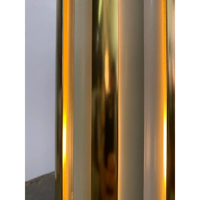Gold Vintage Louvered Metal Lantern Lamp Attributed to Gerald Thurston for Lightolier, Circa 1960s For Sale - Image 8 of 13