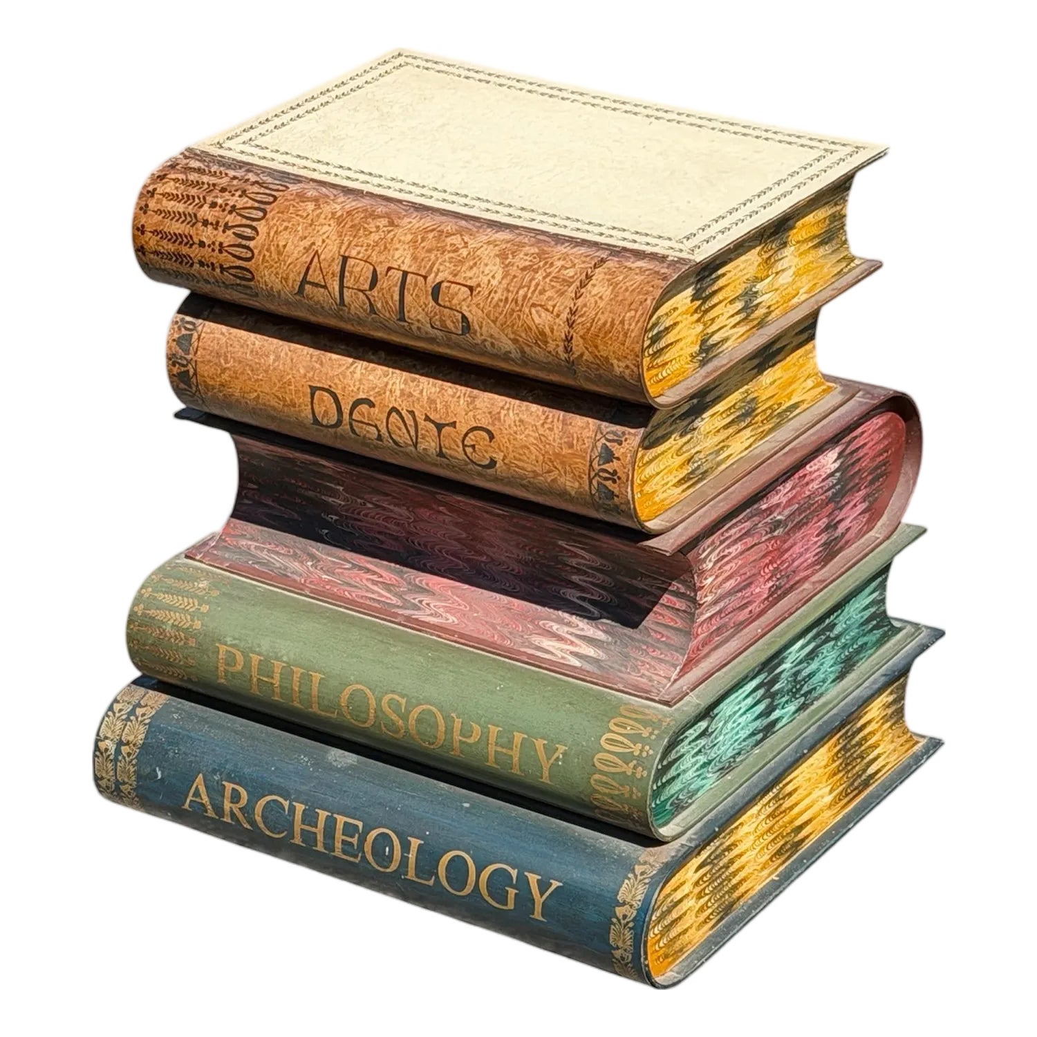 1950s Italian Tole Stack of Books End Table | Chairish