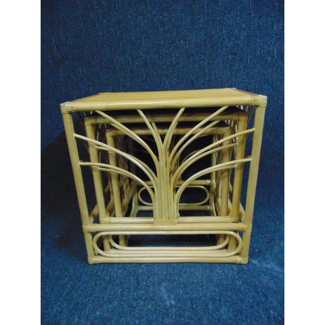 Wood Mid Century Modern Bamboo Nest of 3 Tables For Sale - Image 7 of 8