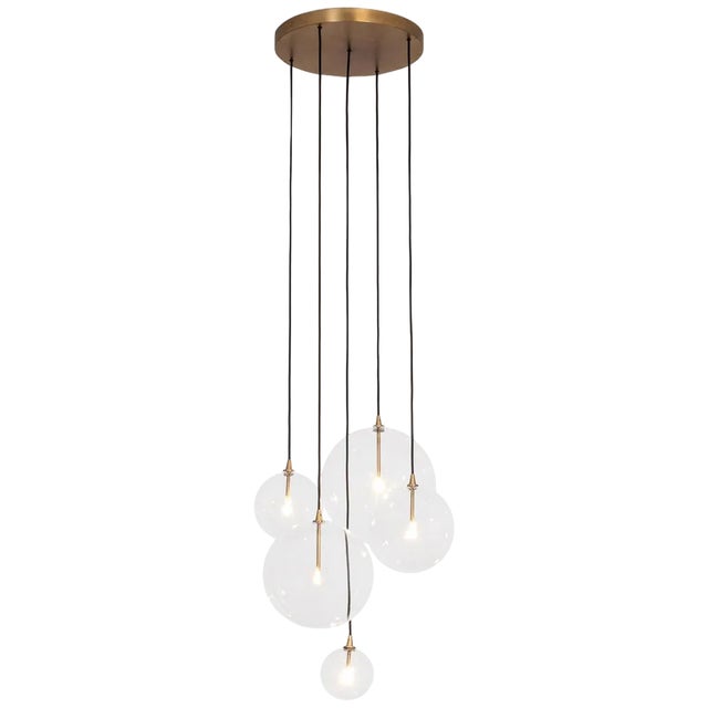Cluster 5 Mix Hanging Lamp in Brass by Schwung For Sale