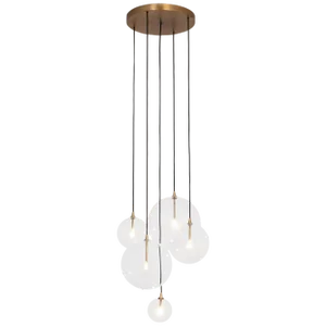 Cluster 5 Mix Hanging Lamp in Brass by Schwung