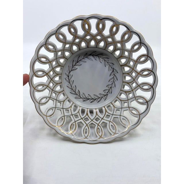 Antique Paris Reticulated Porcelain Gold Leaf Decorative Bowl For Sale - Image 11 of 12