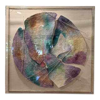 1980’s Large Alexander “Separation” Mixed Media Collage Wall Art Painting in Acrylic Frame For Sale