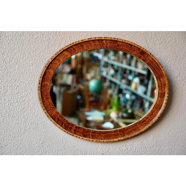 Bohemian Oval Mirror in Burl Wood, 1940s For Sale - Image 6 of 6