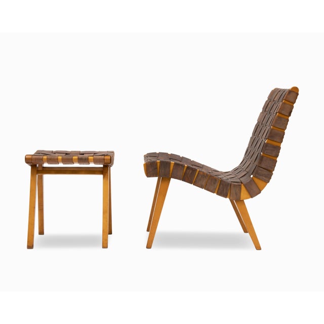 Vintage Mid Century "Model 654" Leather Chair and Ottoman by Jens Risom For Sale - Image 12 of 14