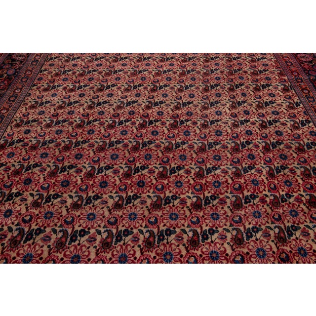 Tan 10 X 14 Vintage Persan Bidjar Wool Rug in Tan With Allover Design For Sale - Image 8 of 10