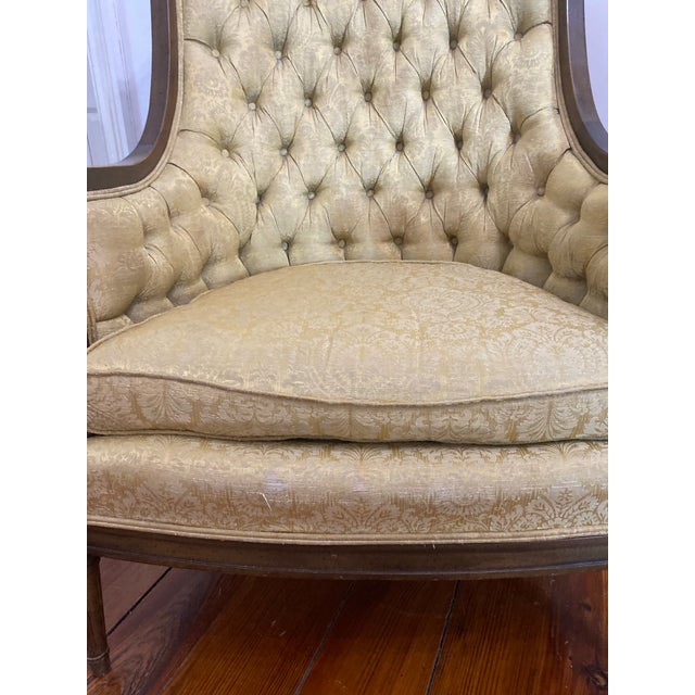 1960s Regency or Louis XVI Style Traditional Tufted Armchair, High Back For Sale - Image 12 of 12