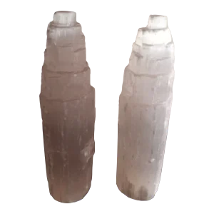 1980s Selenite Crystal Towers- Set of 2