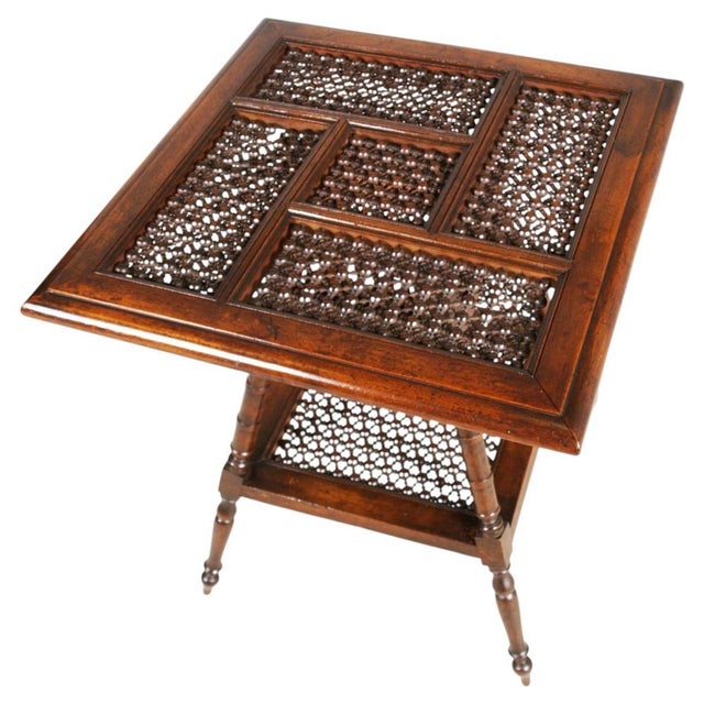 Vintage Walnut Beadwork Occasional Table, 1920s, in Very Good conditions. Designed 1890 to 1919