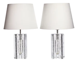 Crystal Glass Table Lamps by Pukeberg, Sweden, 1970, Set of 2