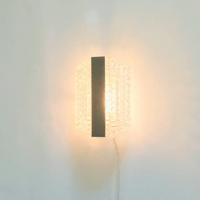 1970s Mid-Century Modern Glass and Chrome Wall Sconce from Kaiser Leuchten, Germany, 1960s For Sale - Image 5 of 9