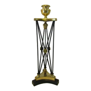1940s Empire Style Candlestick With Hoof Feet and Acorn Adornment