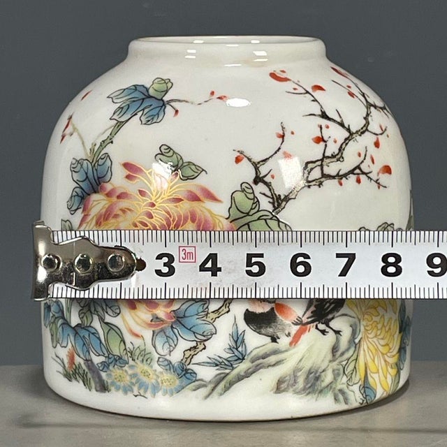 Chinese Vintage Famille Rose Porcelain Water Coupe – Floral & Bird Motif, Guangxu Mark For Sale - Image 3 of 9