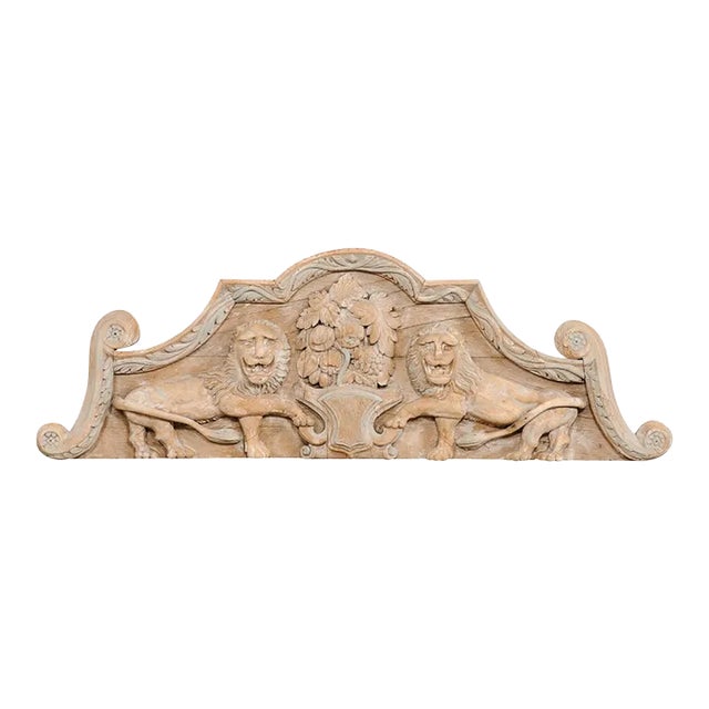 French Wall Plaque with Carved Lions, 19th Century For Sale