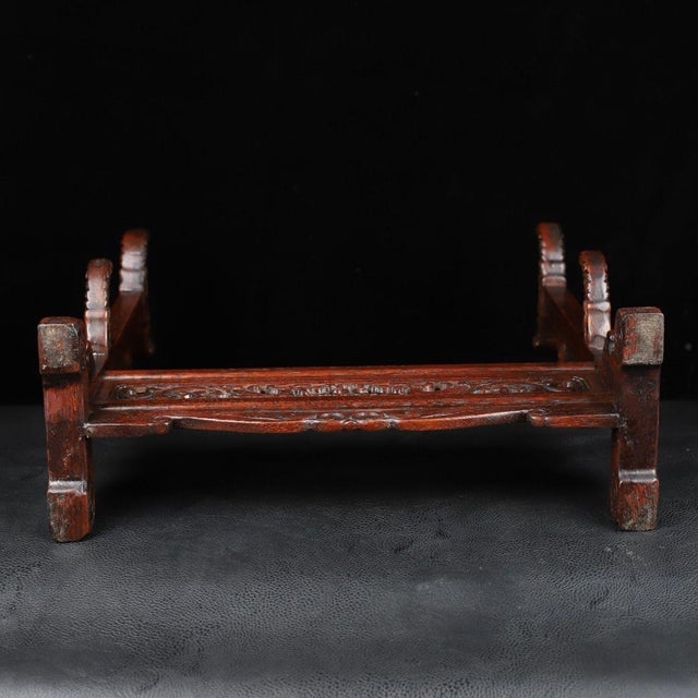 Huali Rosewood Carved Display Stand for Sword or Scroll For Sale - Image 4 of 10