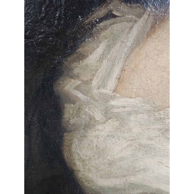 18th/19th Century Portrait Oil on Canvas Painting of a Woman in Gilt Gold Frame For Sale - Image 12 of 17