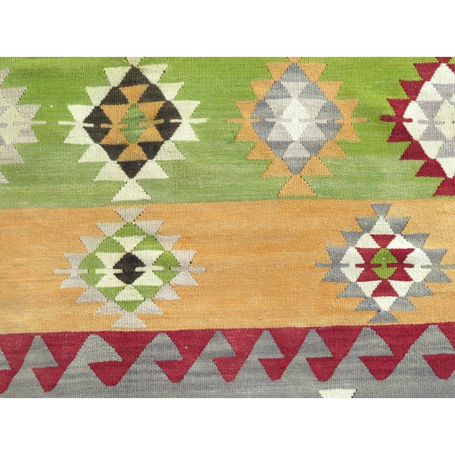 Mid 20th Century 1960's Pastel Colors Handwoven Turkish Wool Kilim Bohemian Area Rug For Sale - Image 9 of 11