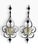 Striking vintage pair of black and gold metal wall sconces featuring an elegant atomic-era silhouette with scrolling...