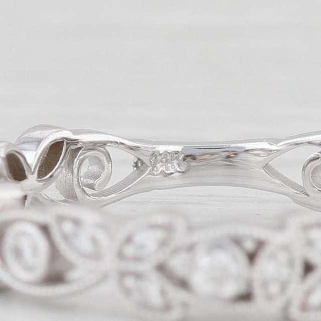 2020s New Diamond Floral Ring 14k White Gold Size 6.25 Stackable Wedding Band For Sale - Image 5 of 7