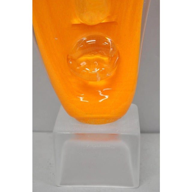 Late 20th Century Late 20th Century Ion Tamaian Postmodern Orange Blown Art Glass 20" Large Abstract Face Sculpture For Sale - Image 5 of 18