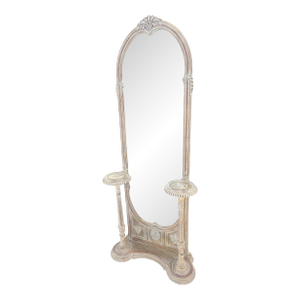 Very Fine Carved & Gilt Wood Pier Mirror Built in Pedestals Flower Stands MINT!