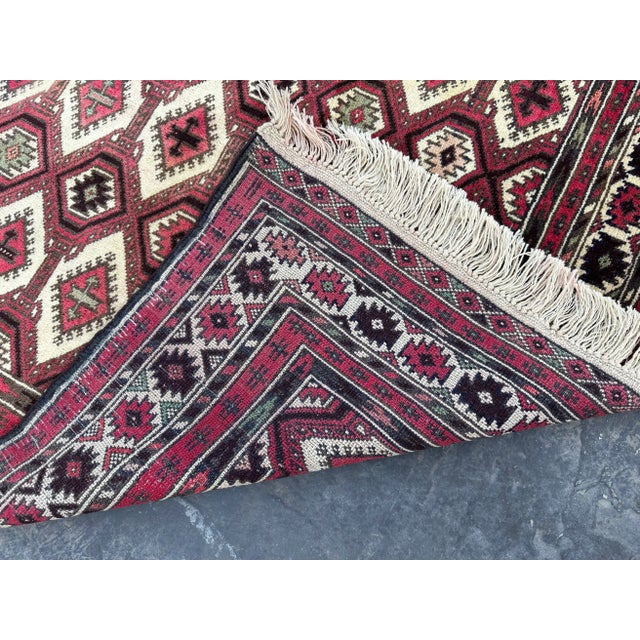 Textile Vintage Baluch Hand Knotted Zahir Shahi Pattern Rug For Sale - Image 7 of 7