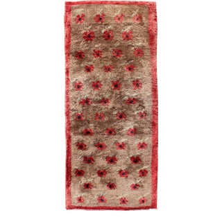 Vintage Tulu Rug With Warm Brown Field and Bold Red Accents 2'8 X 6'5 For Sale