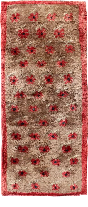 Vintage Tulu Rug With Warm Brown Field and Bold Red Accents 2'8 X 6'5