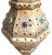 Fabulous Moroccan eight-sided hanging lantern with copper hued patinated finish on tin and 16 cabachon glass jewels in...