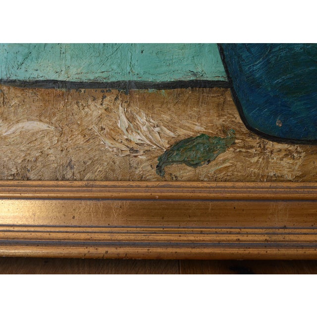 Blue 1950s Mid Century Impressionist Erik Martin Flowers Still Life Painting For Sale - Image 8 of 16
