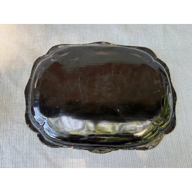 Paint Vintage Black Lacquer Chinoiserie Bird Tray For Sale - Image 7 of 15