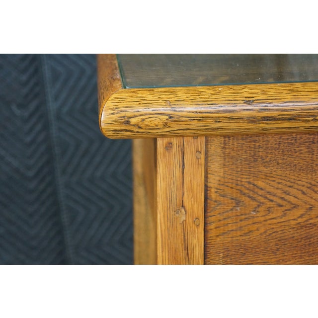 Antique American Empire Style Quartersawn Oak Library Table Console Writing Desk For Sale - Image 17 of 18