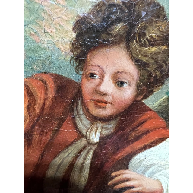 Antique Oil Painting Romantic Pastoral Scene 19th Century French Classical Art For Sale - Image 9 of 12