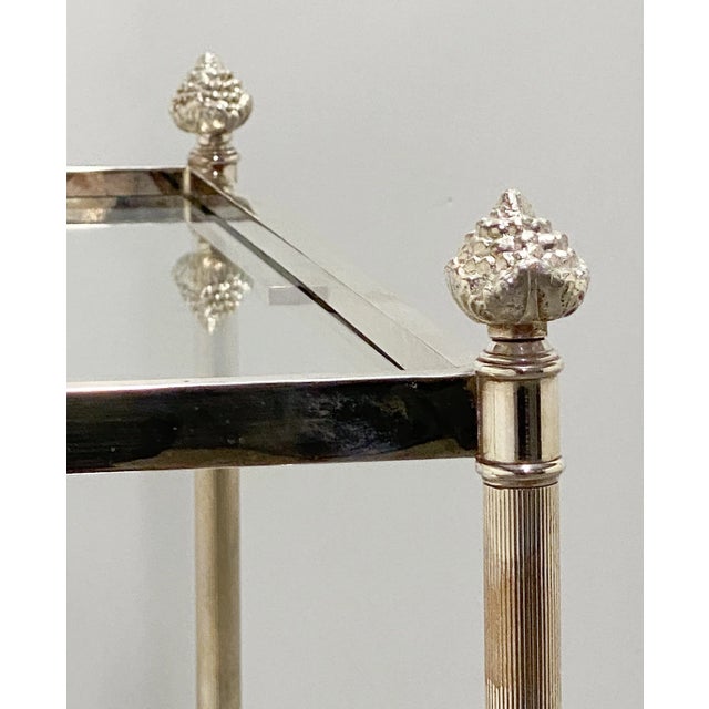 French Low Side or End Tables of Silvered Metal and Glass 'Individually Priced' For Sale - Image 12 of 13