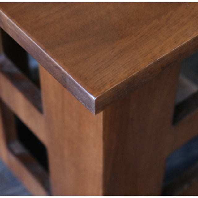 Elevate your home decor with the Mission Solid Oak Square End Table with Cut Outs - Michael's Cherry (MC1). Expertly...