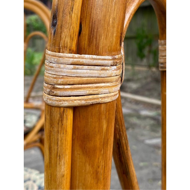 Wood Late 20th Century Vintage Bamboo Florida Sunroom Patio Table With Chairs - Set of 5 For Sale - Image 7 of 8