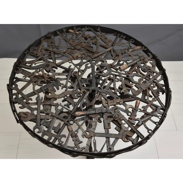 Late 20th Century Vintage Custom Glass Top Metal Sculpture Table For Sale - Image 5 of 12
