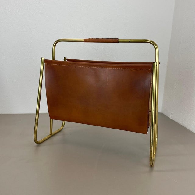 Metal Brass and Leather Model 274 Magazine Holder from Carl Auböck, Austria, 1950s For Sale - Image 7 of 18
