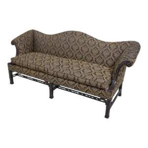 Antique Chippendale Camelback Sofa W. New Upholstery