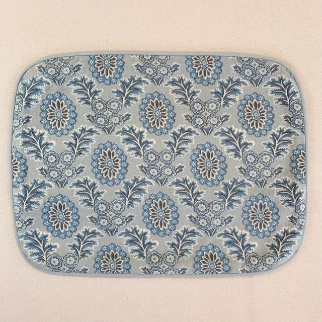 English French General Aqua Ciel Blue Cream Gray Boheme Damask Floral French Country Pillow Covers- Pair For Sale - Image 3 of 7