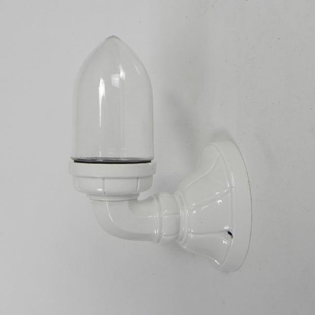 Porcelain Wall Lamp with Transparent Glass Shade, 1930s For Sale - Image 18 of 18