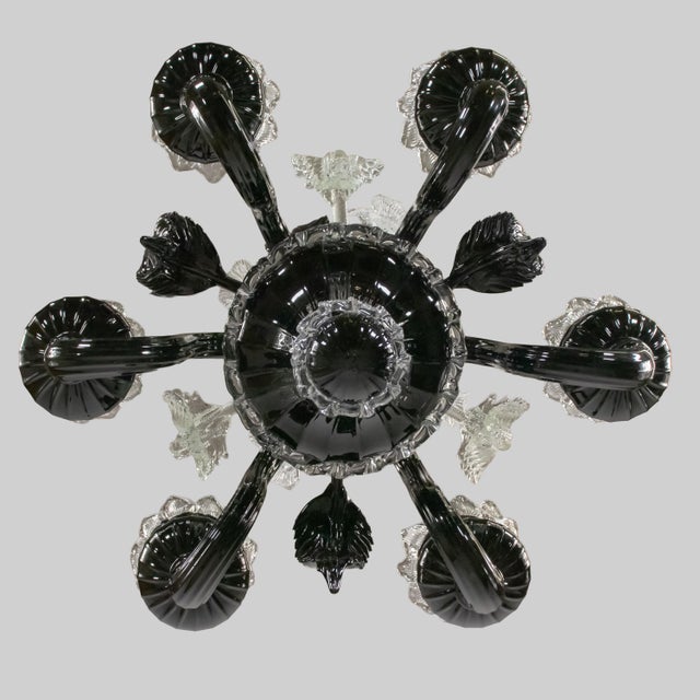 Ca’ Rezzonico’ Style Black & Clear Murano Glass Chandelier in the Manner of Giuseppe Briati For Sale - Image 18 of 18