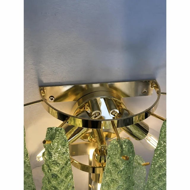Early 21st Century Graniglia Green Conchiglie Murano Glass Gold Wall Sconce by Simoeng For Sale - Image 5 of 13